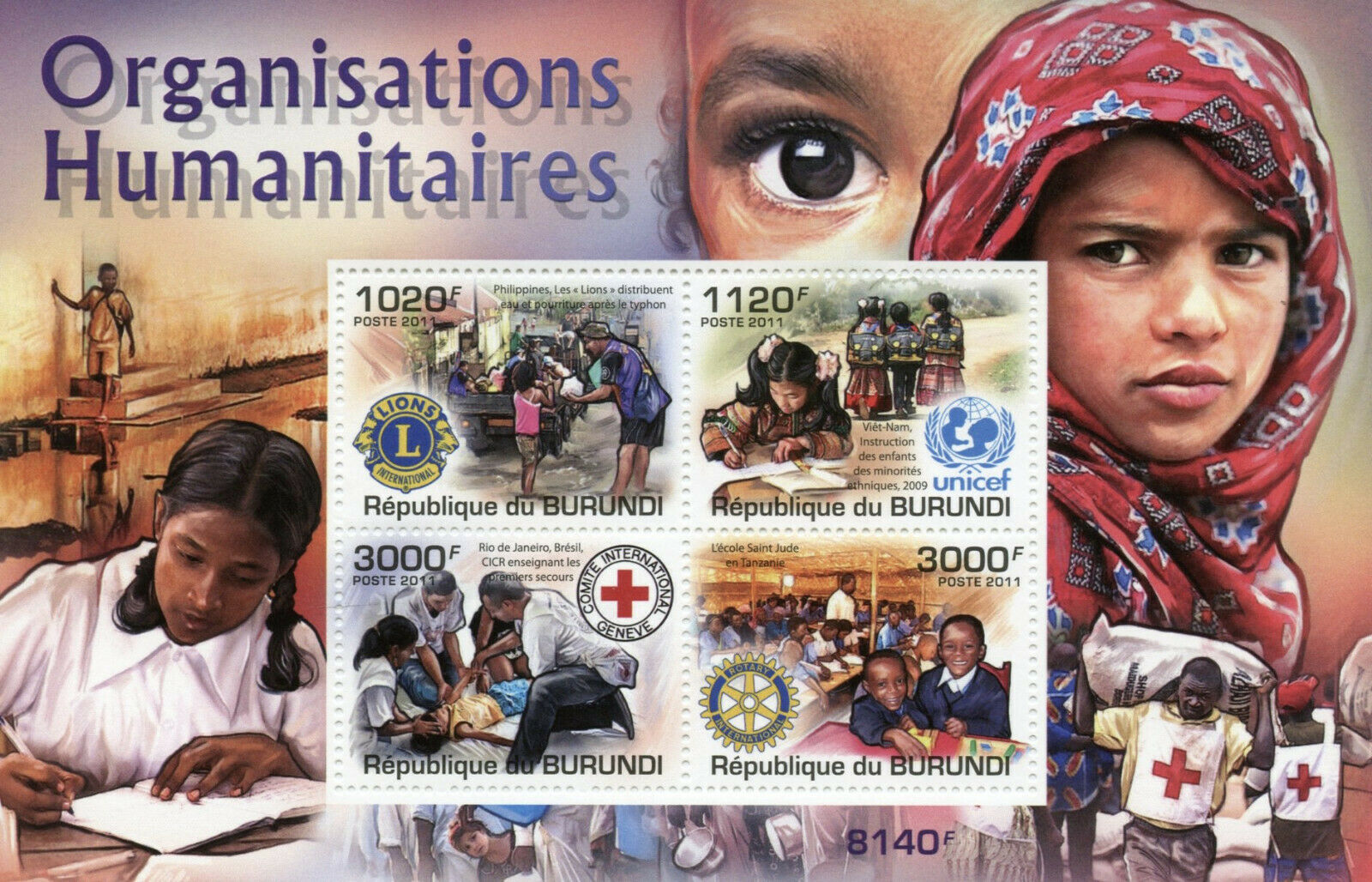 Burundi 2011 MNH Medical Stamps Red Cross Lions Club Rotary Intl UNICEF 4v M/S
