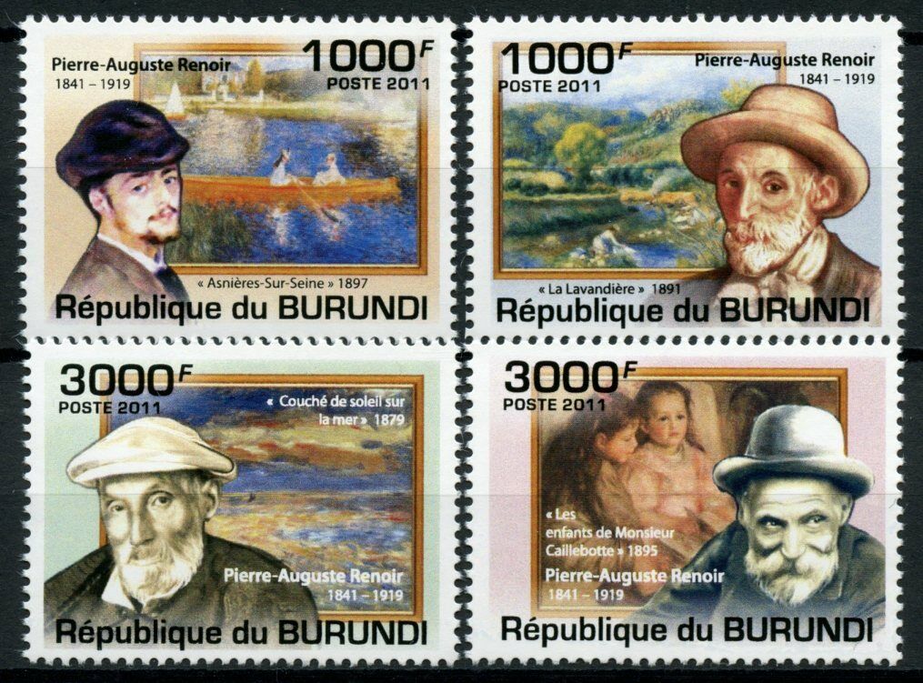 Burundi 2011 MNH Art Stamps Pierre-Auguste Renoir Paintings Famous People 4v Set