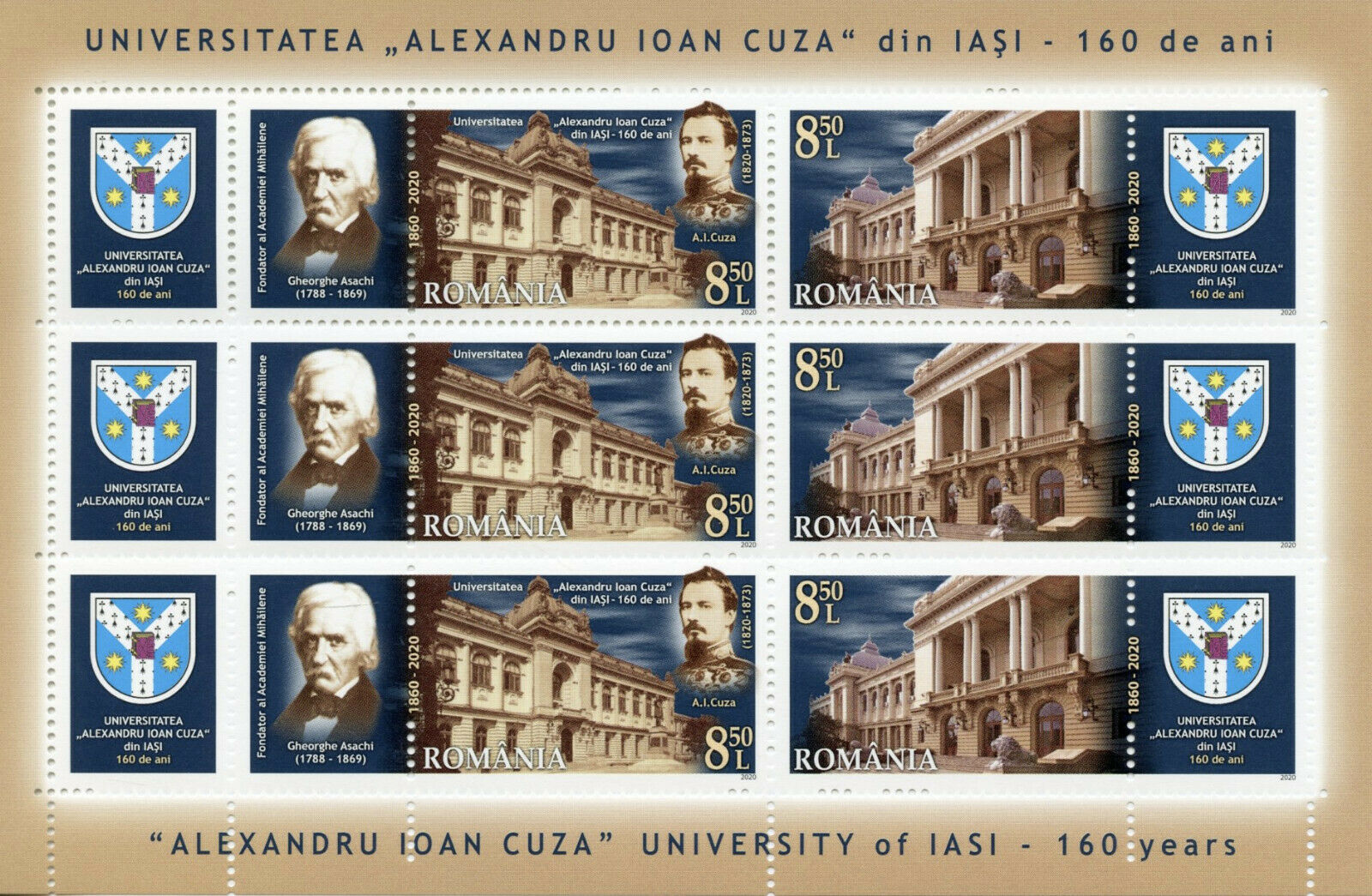 Romania Architecture Stamps 2020 MNH Alexandru Ioan Cuza University Iasi 6v M/S