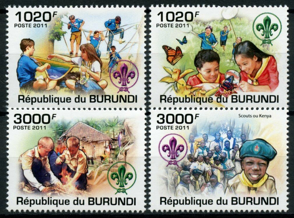 Burundi 2011 MNH Scouting Stamps Boy Girl Scouts Butterflies 4v Set