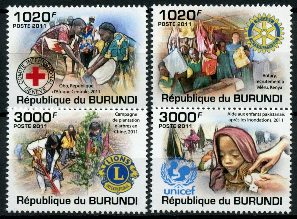 Burundi 2011 MNH Medical Stamps Red Cross Lions Club Rotary Intl UNICEF 4v Set