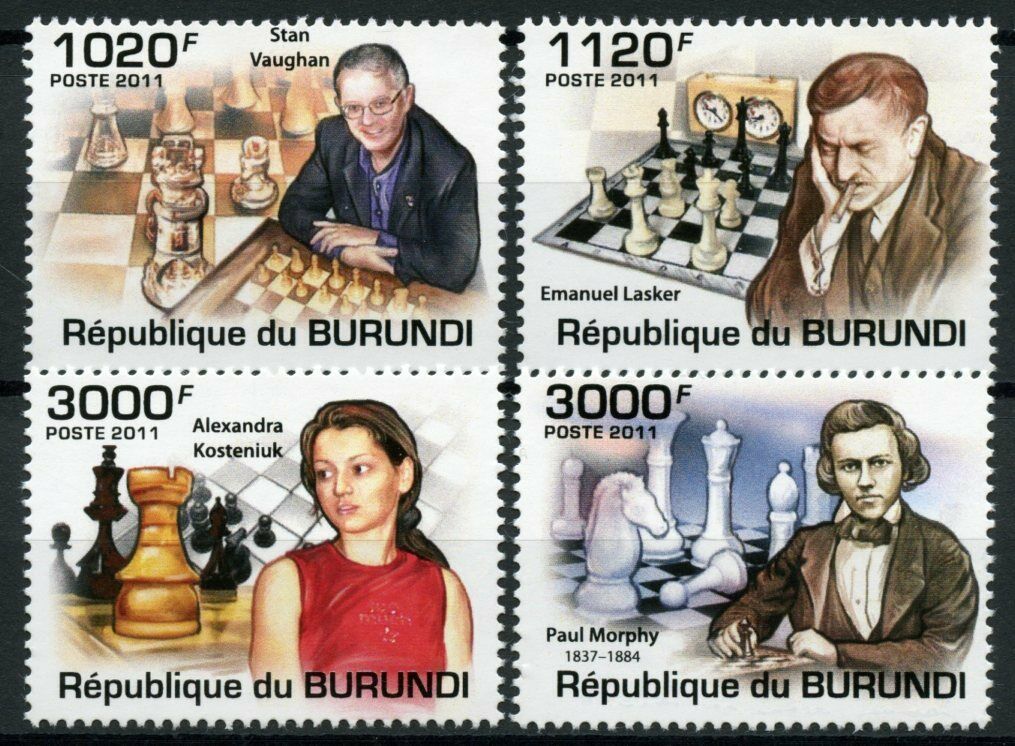 Burundi 2011 MNH Chess Stamps Grand Masters Emanuel Lasker Morphy Sports 4v Set
