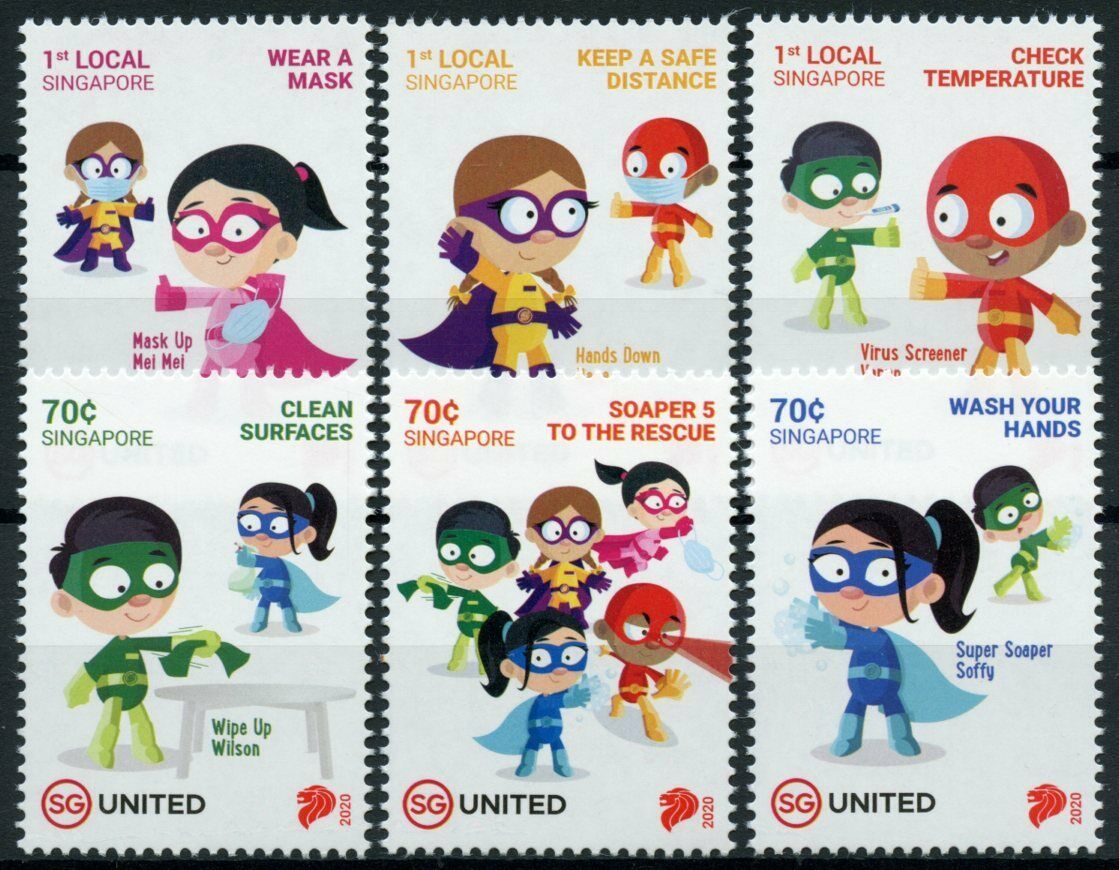 Singapore Medical Stamps 2020 MNH Soaper 5 Superheroes Corona SG United 6v Set