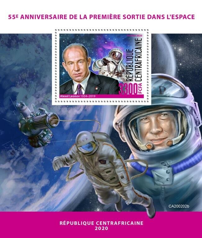 Central African Rep Space Stamps 2020 MNH Alexei Leonov 1st Spacewalk 1v S/S