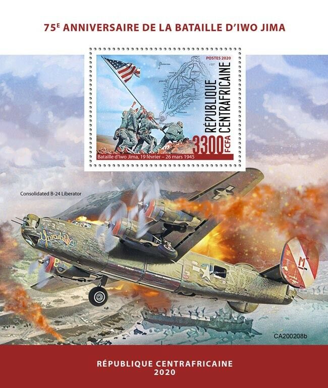 Central African Rep 2020 MNH Military Stamps WWII WW2 Battle of Iwo Jima 1v S/S