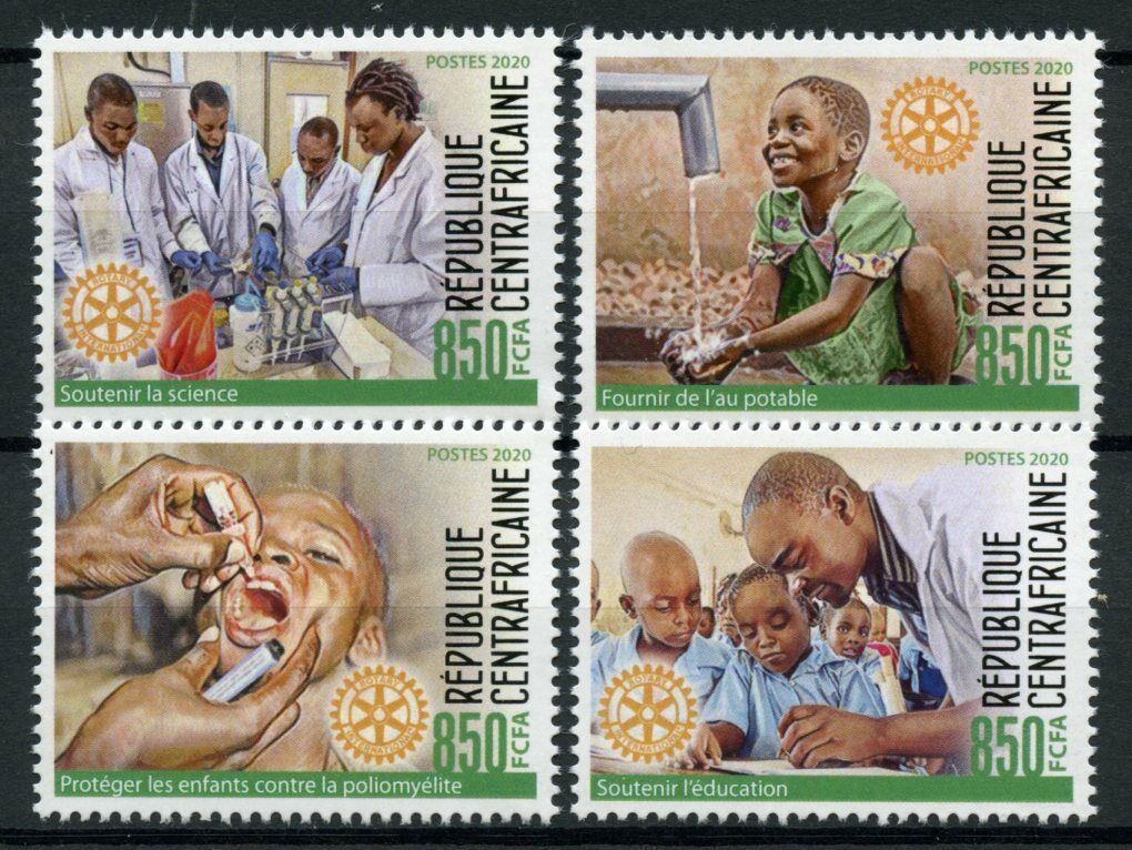 Central African Medical Stamps 2020 MNH Rotary International Education 4v Set