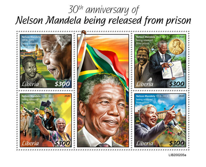 Liberia Nelson Mandela Stamps 2020 MNH Famous People Politicians 4v M/S