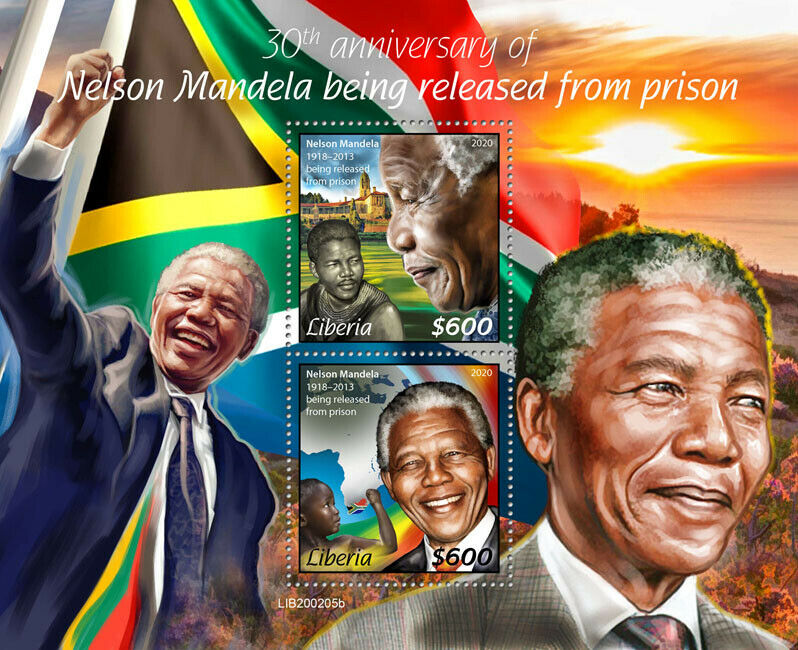 Liberia Nelson Mandela Stamps 2020 MNH Famous People Politicians 2v S/S