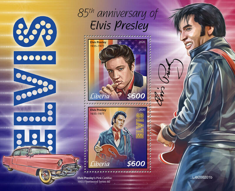 Liberia Elvis Presley Stamps 2020 MNH Music Famous People Celebrities 2v S/S