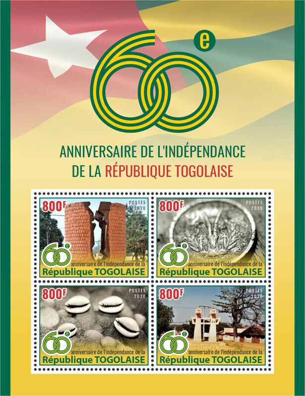 Togo 2020 MNH Independence Stamps Seashells Coins Tourism & Landscapes 4v M/S
