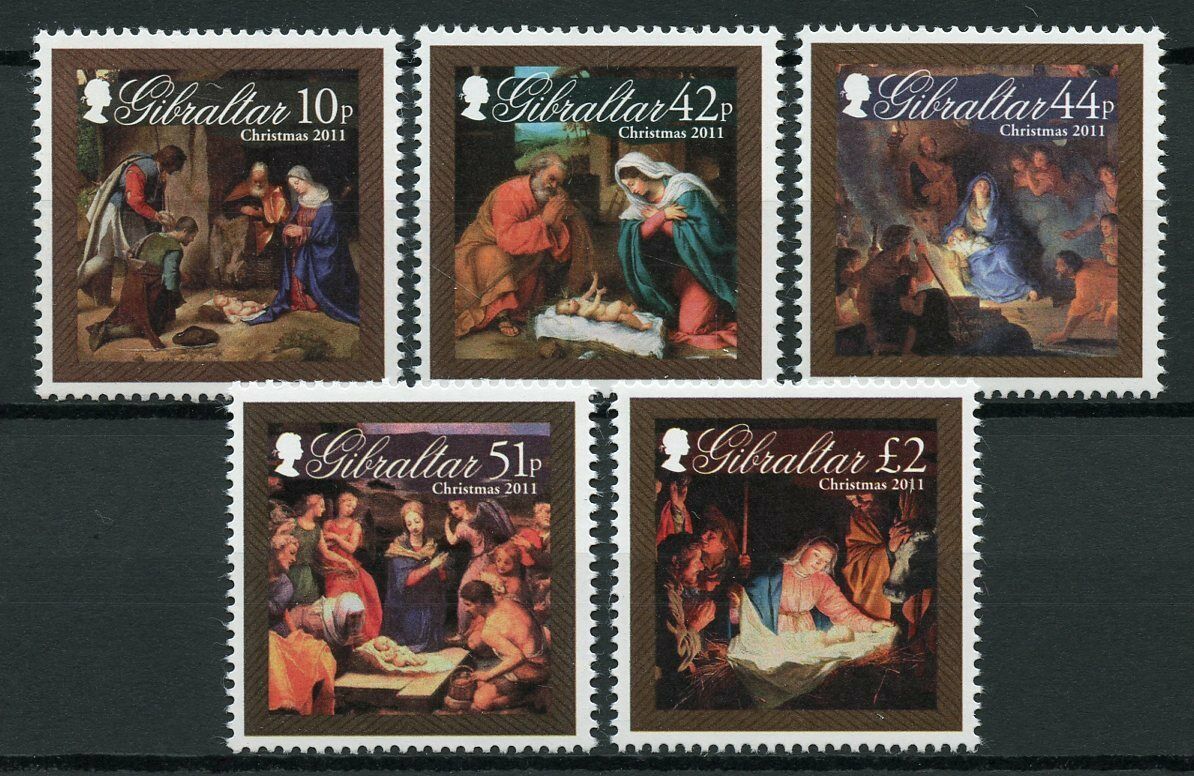 Gibraltar Christmas Stamps 2011 MNH Nativity Art Baby Jesus Mary 5v Set