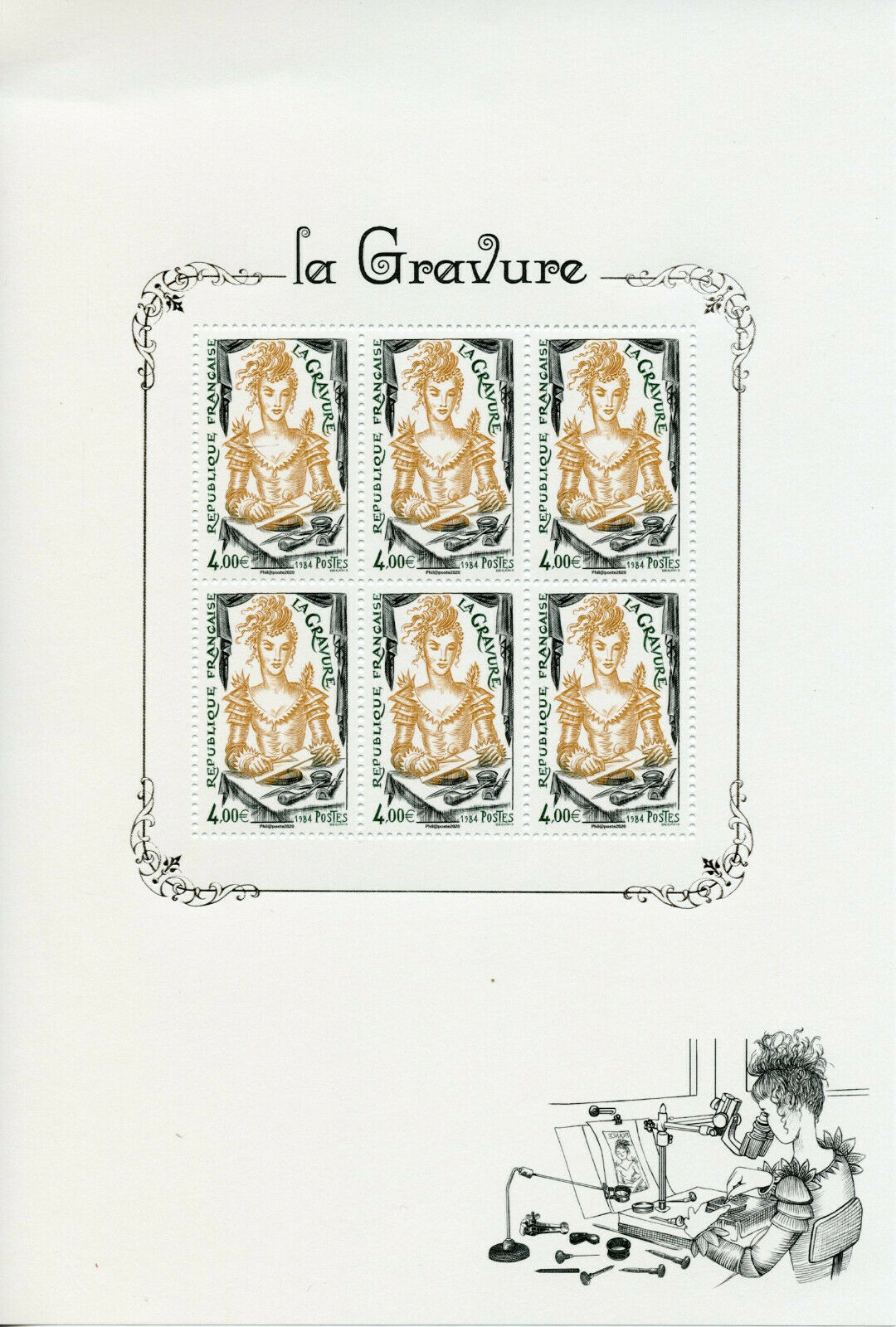 France Stamps 2020 MNH Engraving Engravings La Gravure Art 6v M/S