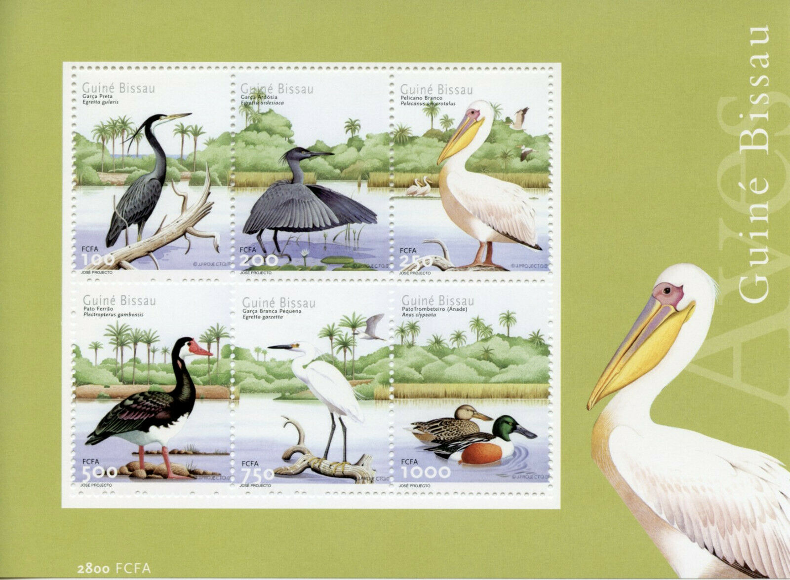 Guinea-Bissau Birds on Stamps 2001 MNH Pelicans Ducks Egrets Geese 6v M/S