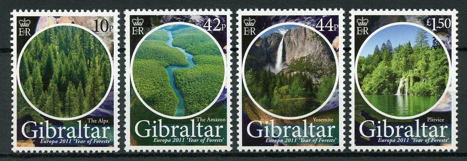 Gibraltar Trees Stamps 2011 MNH Year of Forests Europa Nature Waterfalls 4v Set