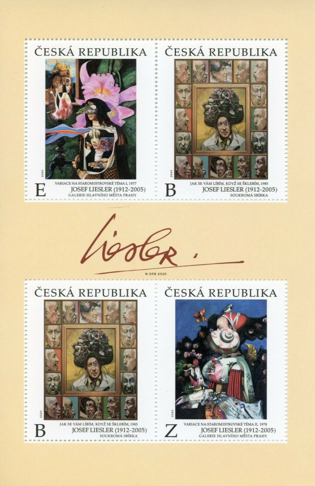 Czech Republic Art Stamps 2020 MNH Josef Liesler Paintings 4v M/S