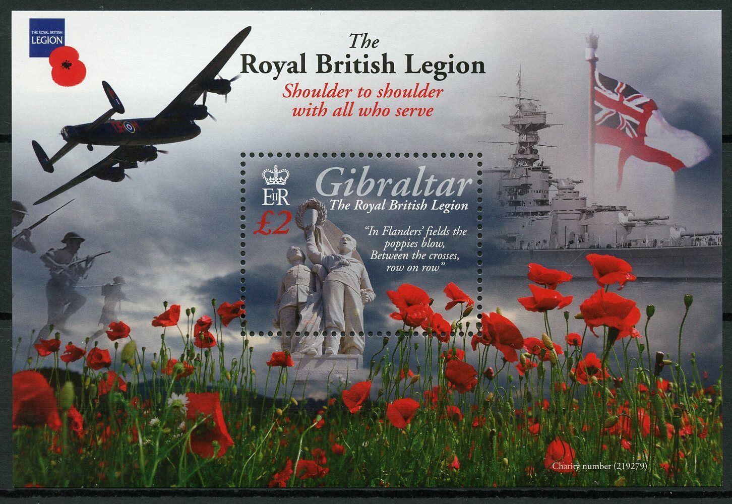 Gibraltar Military Stamps 2011 MNH Royal British Legion Avation Ships 1v M/S