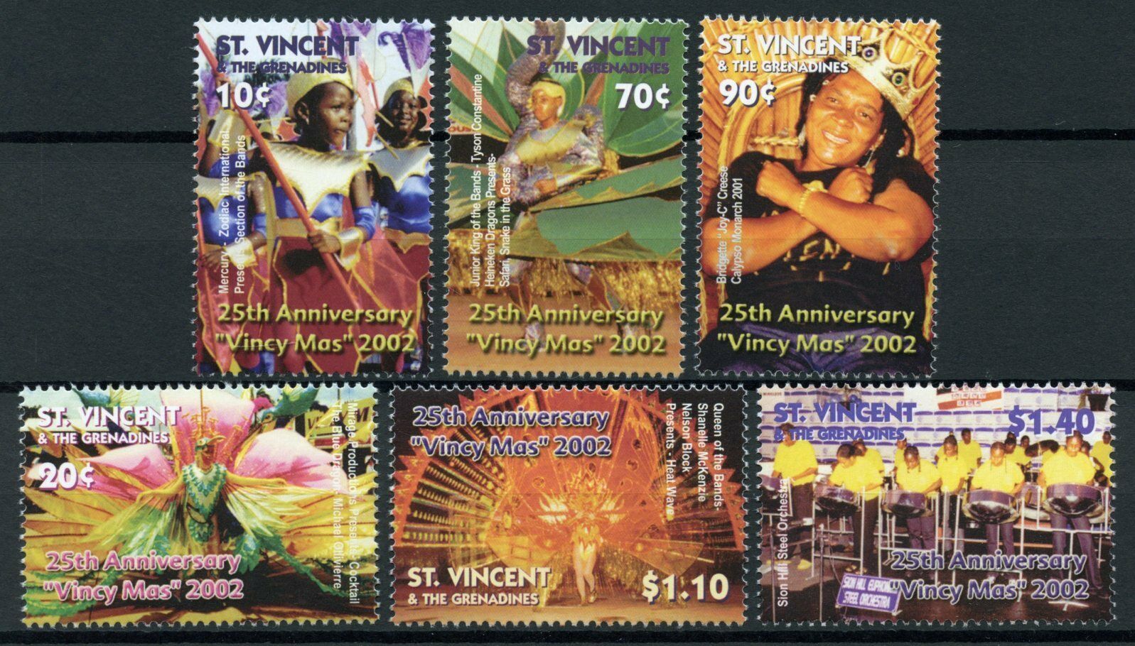 St Vincent & Grenadines Cultures Stamps 2002 MNH Vincy Mas 25 Yr Carnival 6v Set