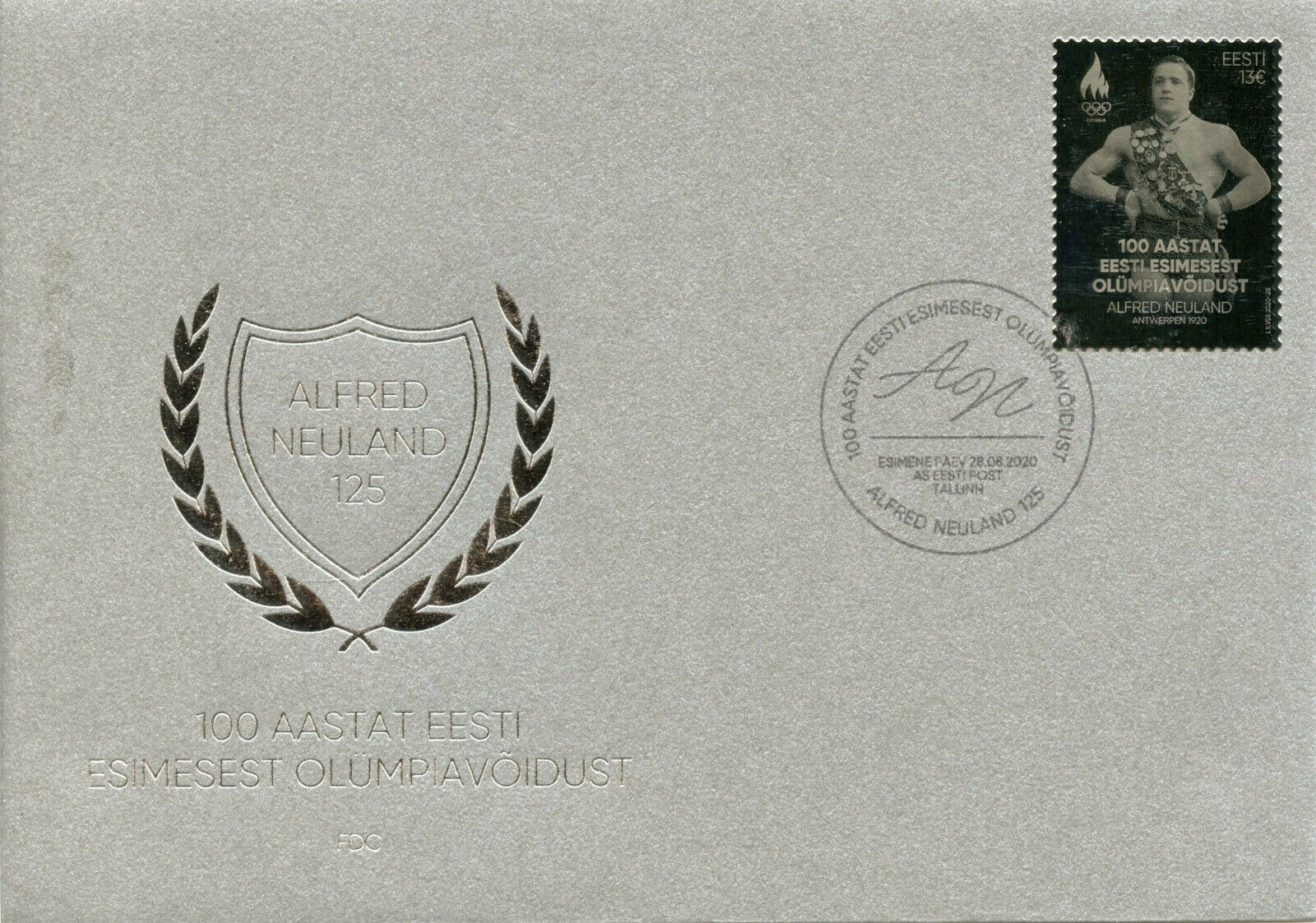 Estonia Olympics Silver Stamps 2020 FDC Alfred Neuland First Olympic Victory 1v
