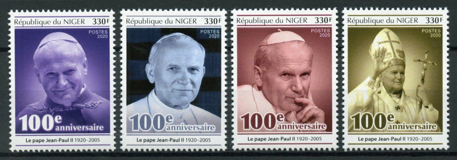 Niger Pope John Paul II Stamps 2020 MNH Popes Famous People 4v Set