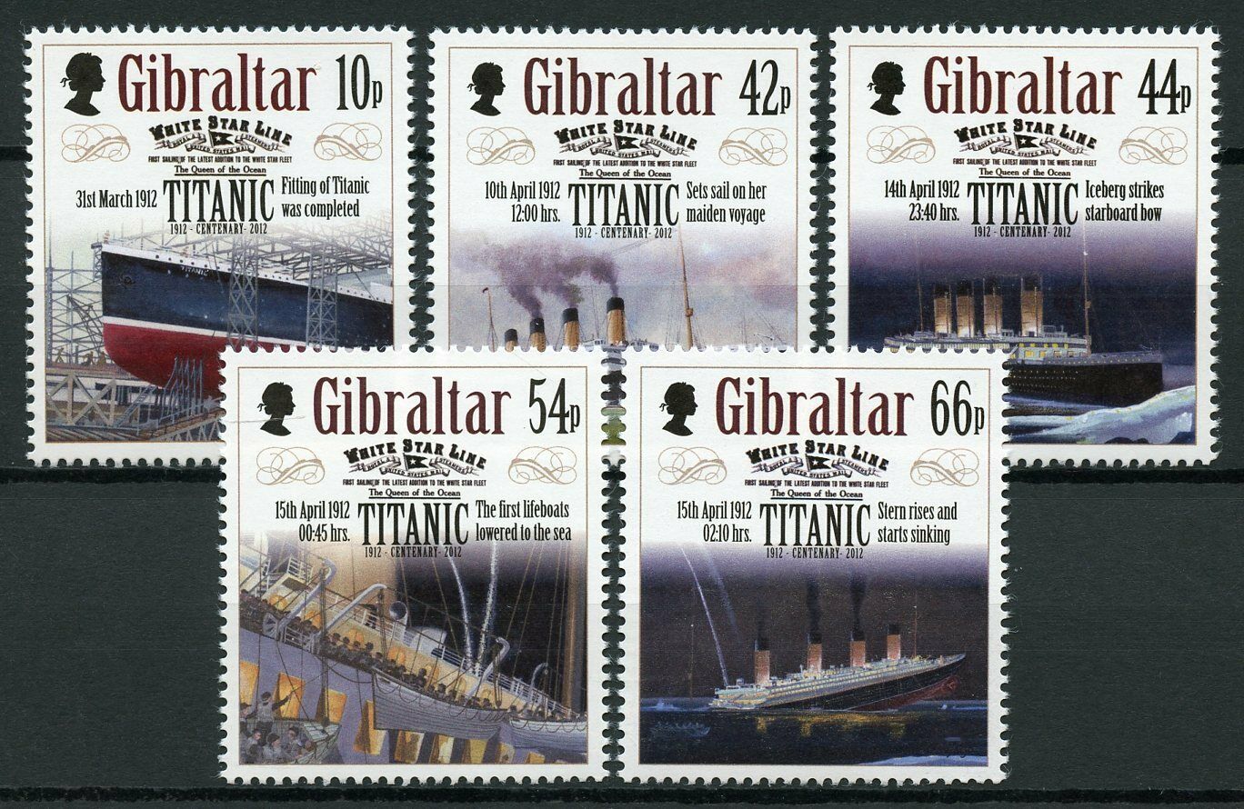 Gibraltar 2012 MNH Ships Stamps Titanic Centenary White Star Line 5v Set