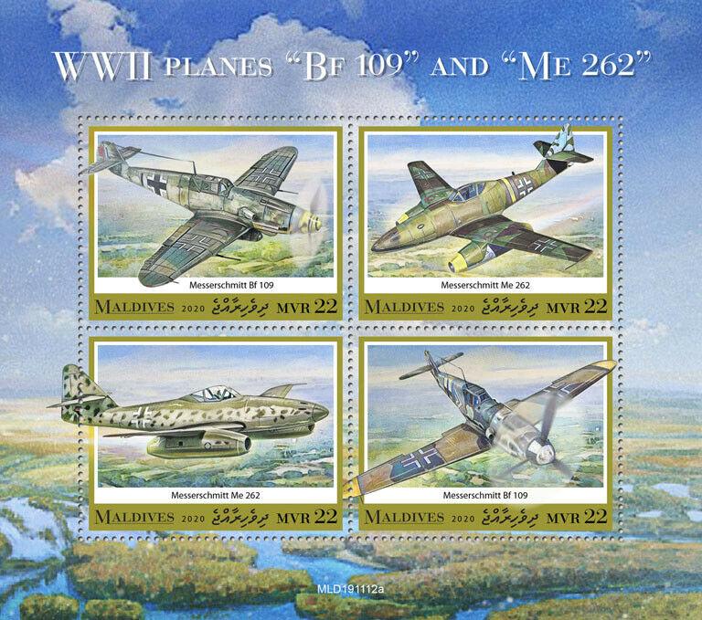 Maldives 2020 MNH Military Aviation Stamps WWII WW2 Planes Messerschmitt 4v M/S