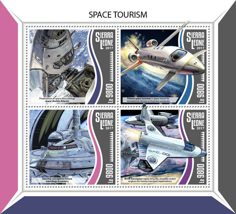 Sierra Leone Space Tourism Stamps 2017 MNH Atlantis Shuttles 4v M/S