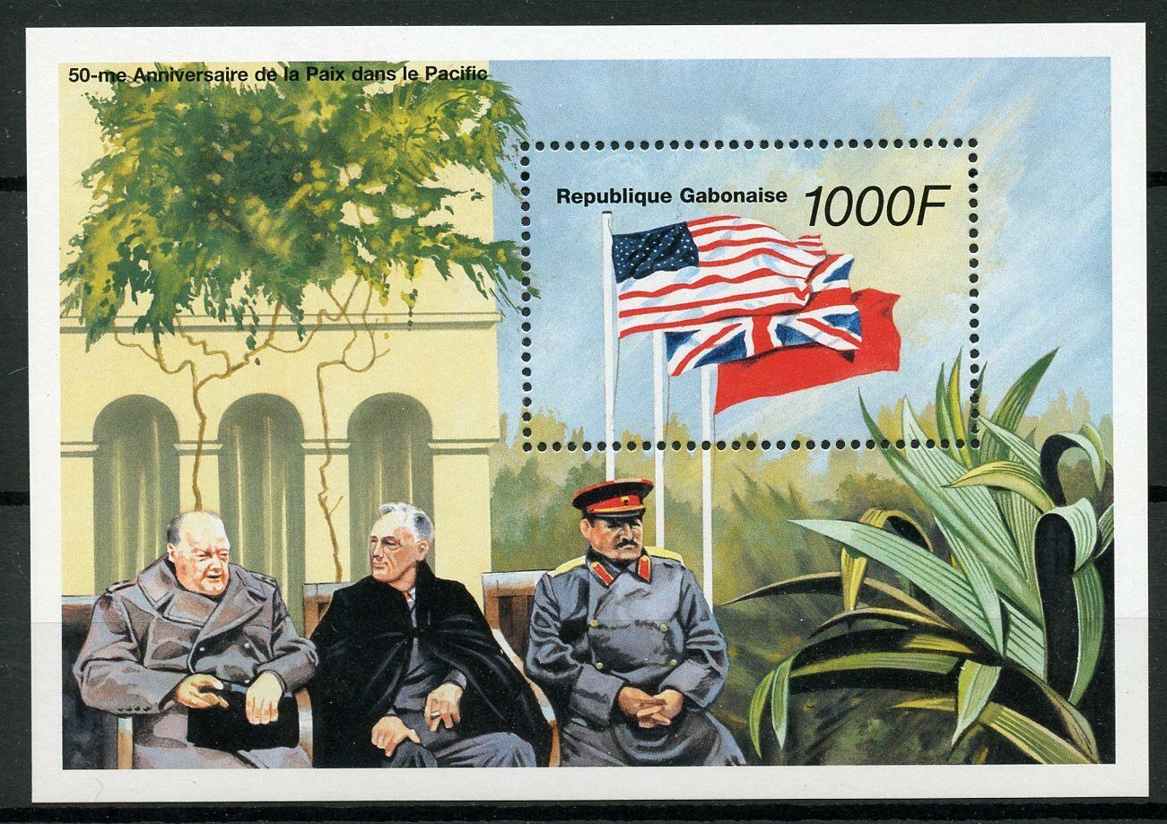 Gabon 1996 MNH Military Stamps WWII WW2 World War VJ Day Churchill Stalin 1v S/S