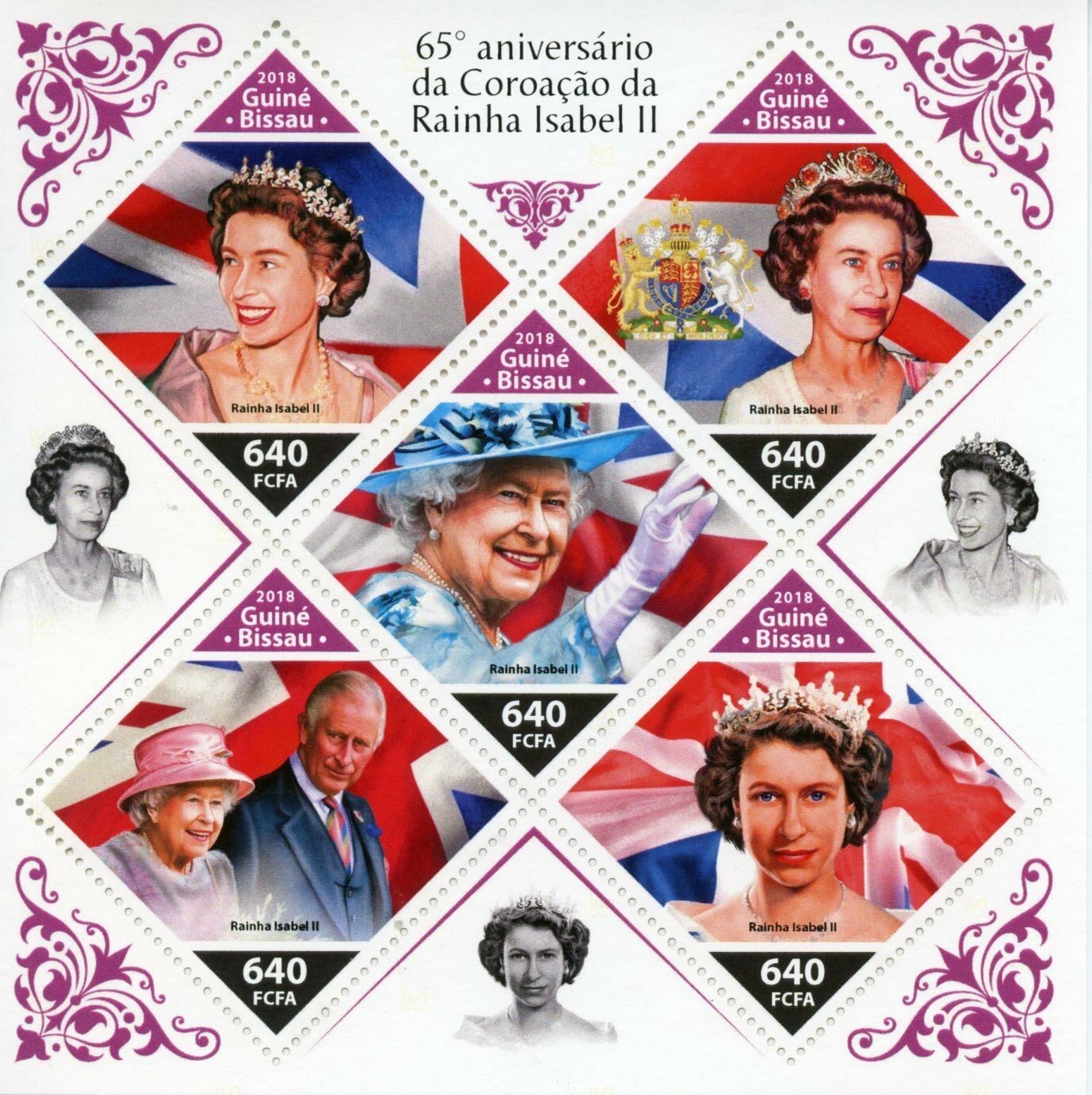 Guinea-Bissau 2018 MNH Royalty Stamps Queen Elizabeth II Coronation 5v M/S