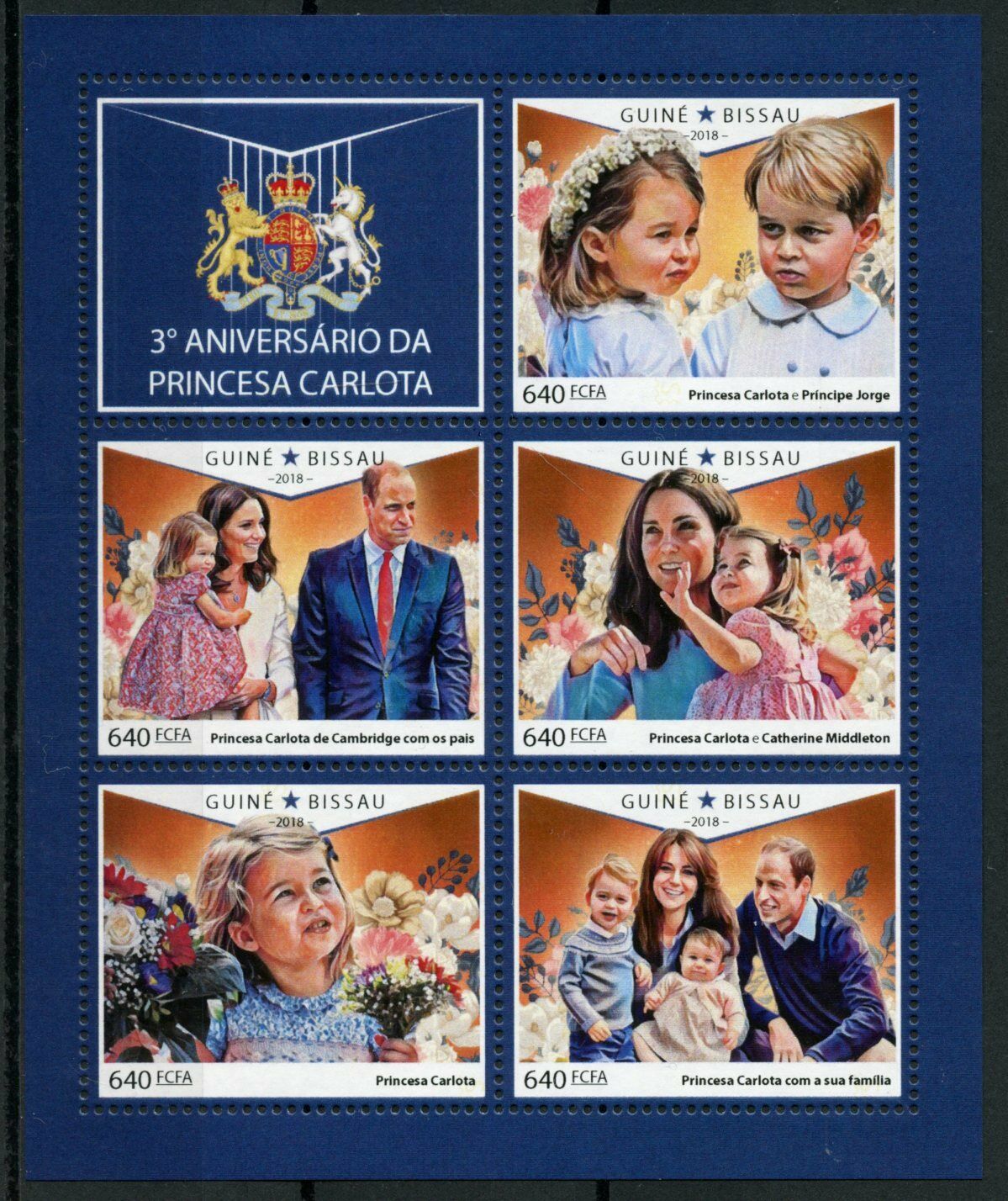 Guinea-Bissau Royalty Stamps 2018 MNH Princess Charlotte Prince William 5v M/S