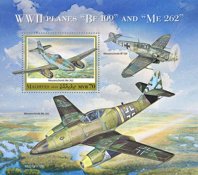 Maldives 2020 MNH Military Aviation Stamps WWII WW2 Planes Messerschmitt 1v S/S