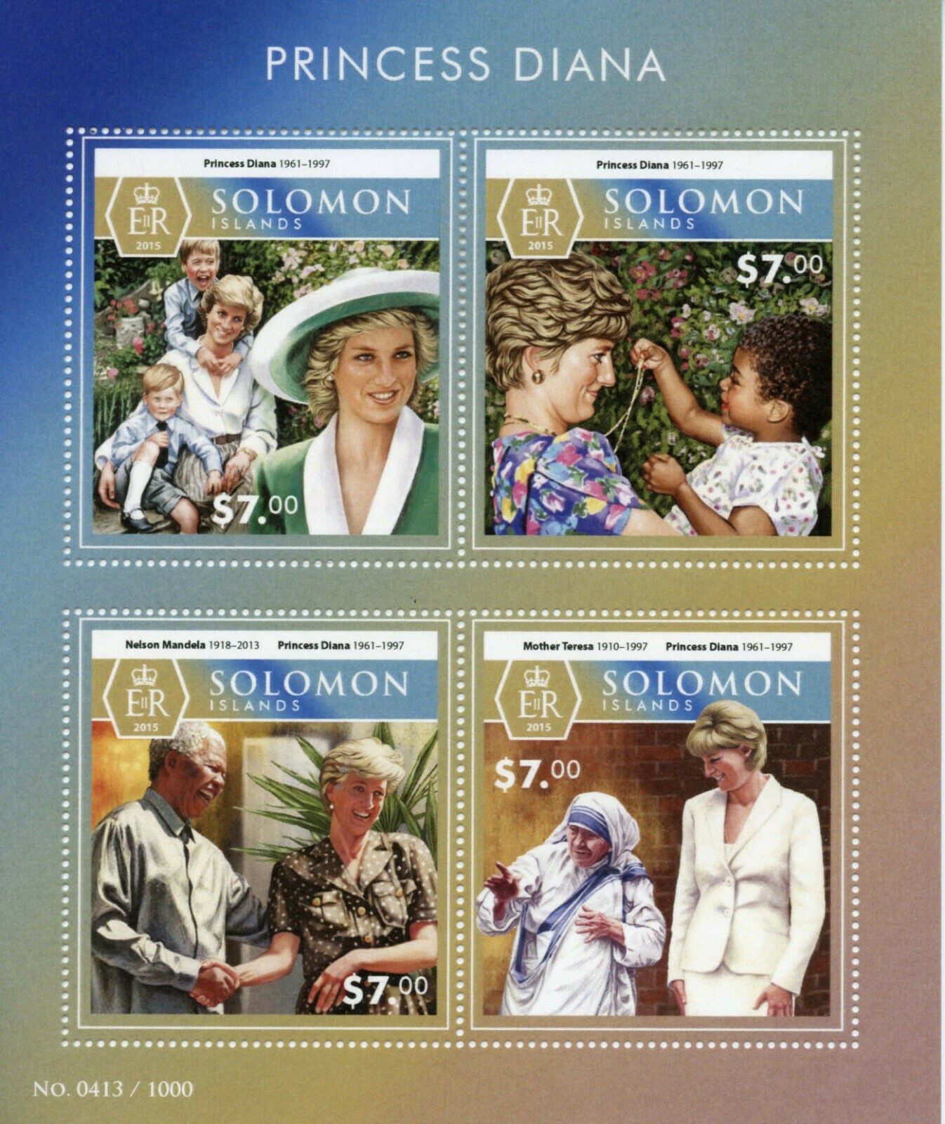 Solomon Isl Royalty Stamps 2015 MNH Princess Diana Nelson Mandela 4v M/S