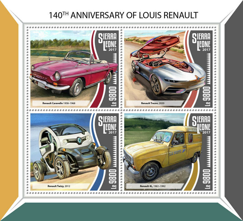 Sierra Leone Cars Stamps 2017 MNH Louis Renault Caravelle Trezor People 4v M/S