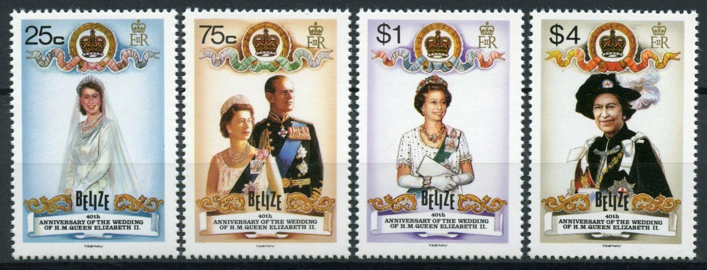 Belize 1987 MNH Royalty Stamps Queen Elizabeth II 40th Wedding Anniv 4v Set
