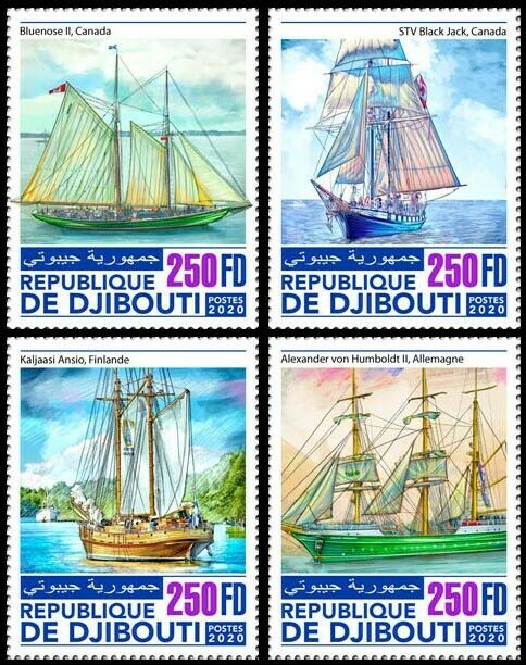 Djibouti 2020 MNH Tall Ships Stamps Bluenose II STV Black Jack Sailing 4v Set