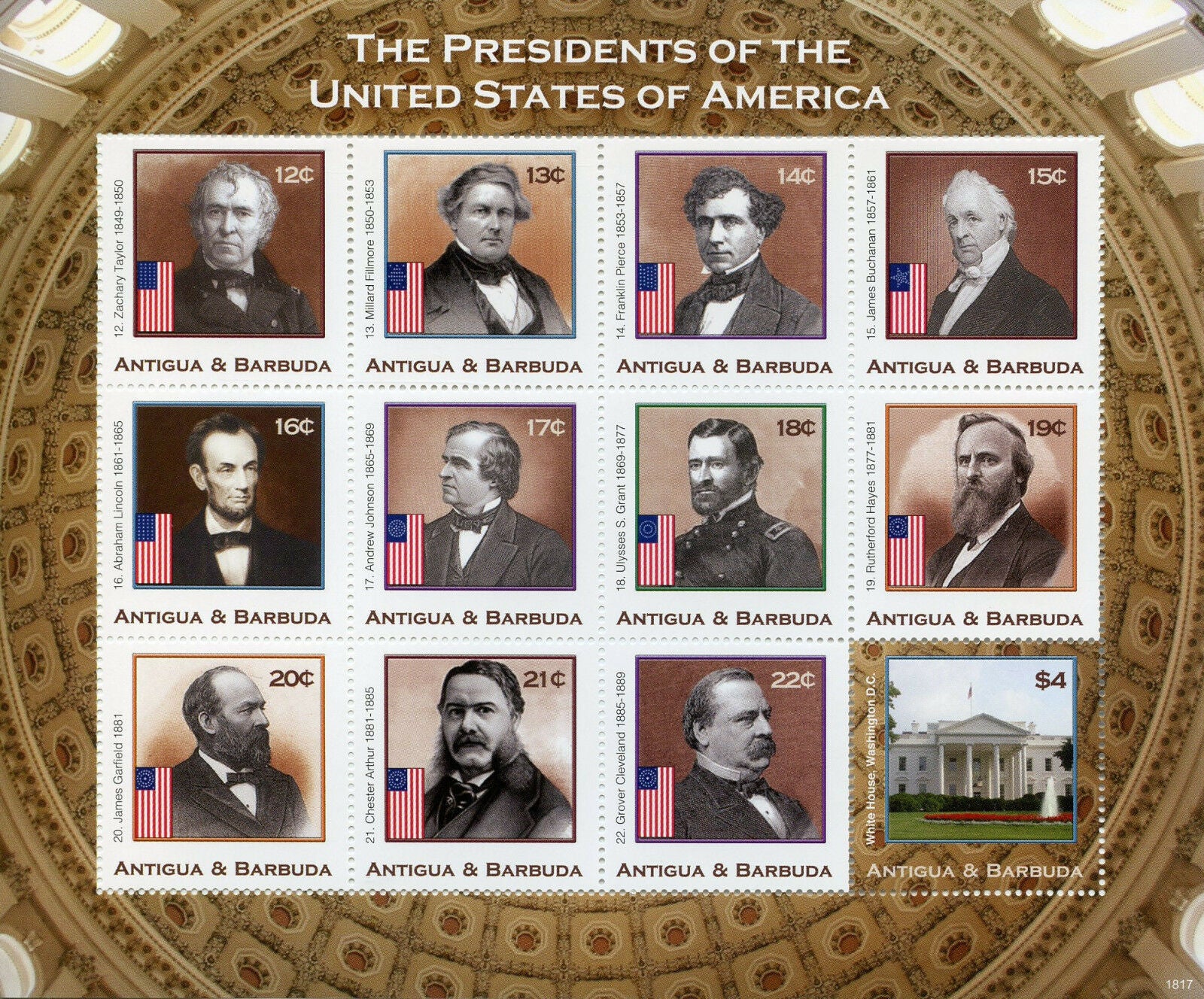 Antigua & Barbuda 2018 MNH US Presidents Stamps Abraham Lincoln Famous People 12v M/S II