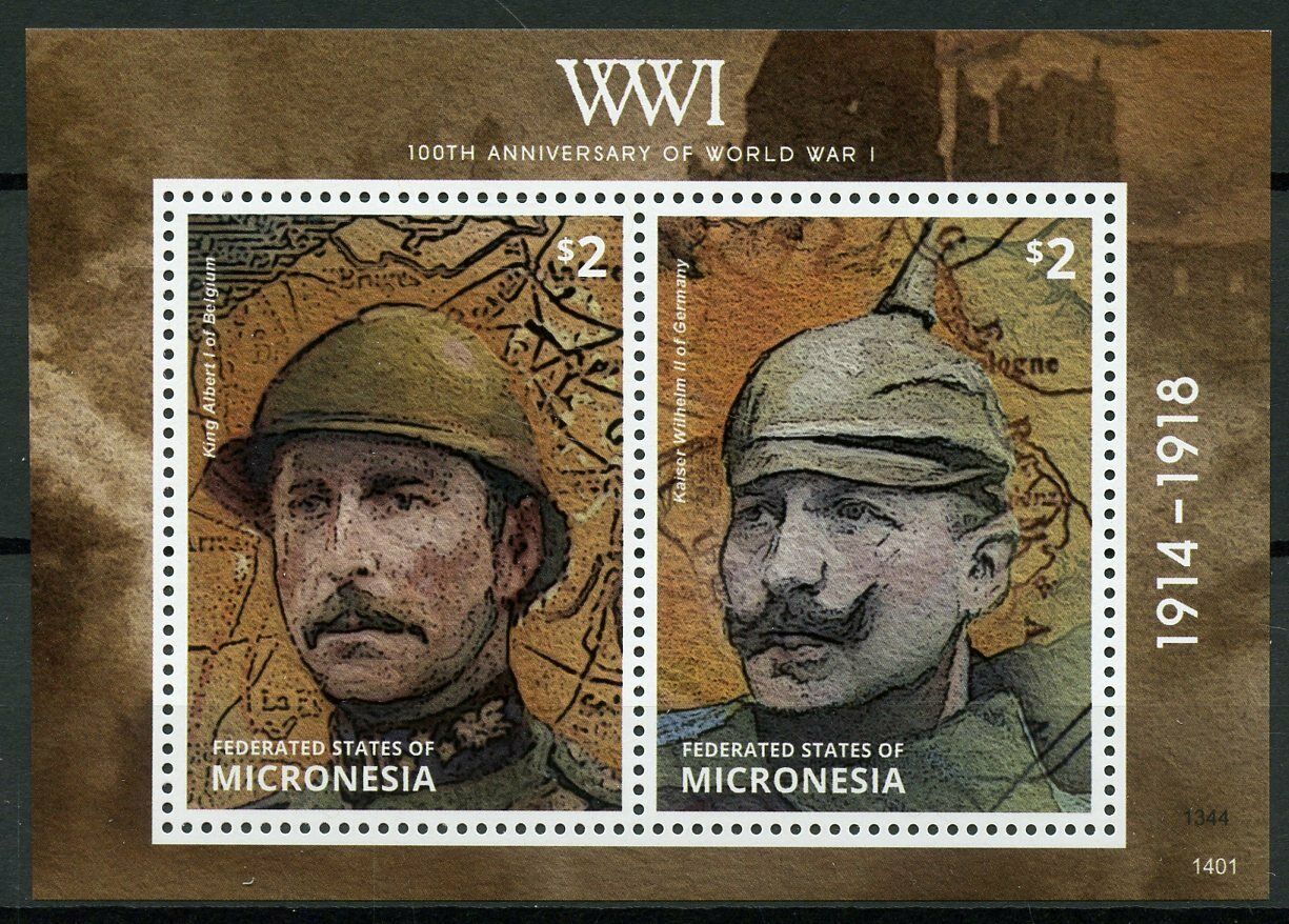 Micronesia Military Stamps 2014 MNH WWI WW1 World War I Kaiser Wilhelm 2v S/S