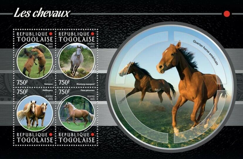 Togo 2015 MNH Horses Stamps Hensons Mustang Haflingers Horse 4v M/S