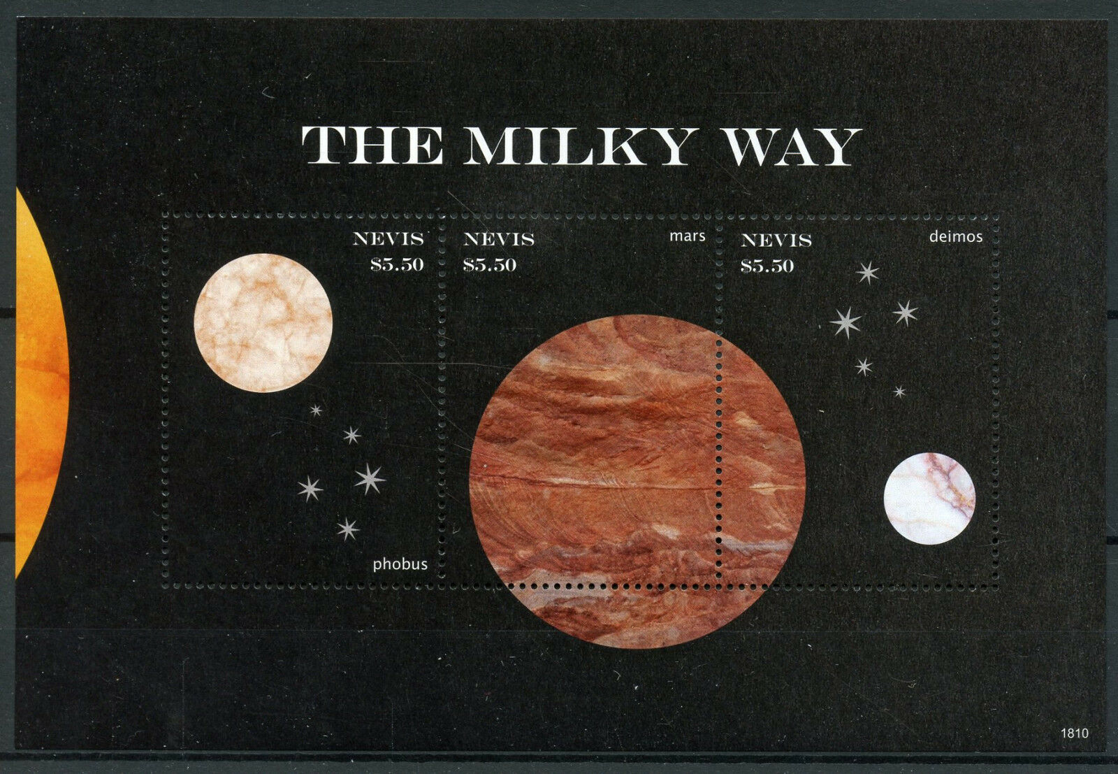 Nevis Space Stamps 2018 MNH Milky Way Mars Phobus Deimos Planets 3v M/S I
