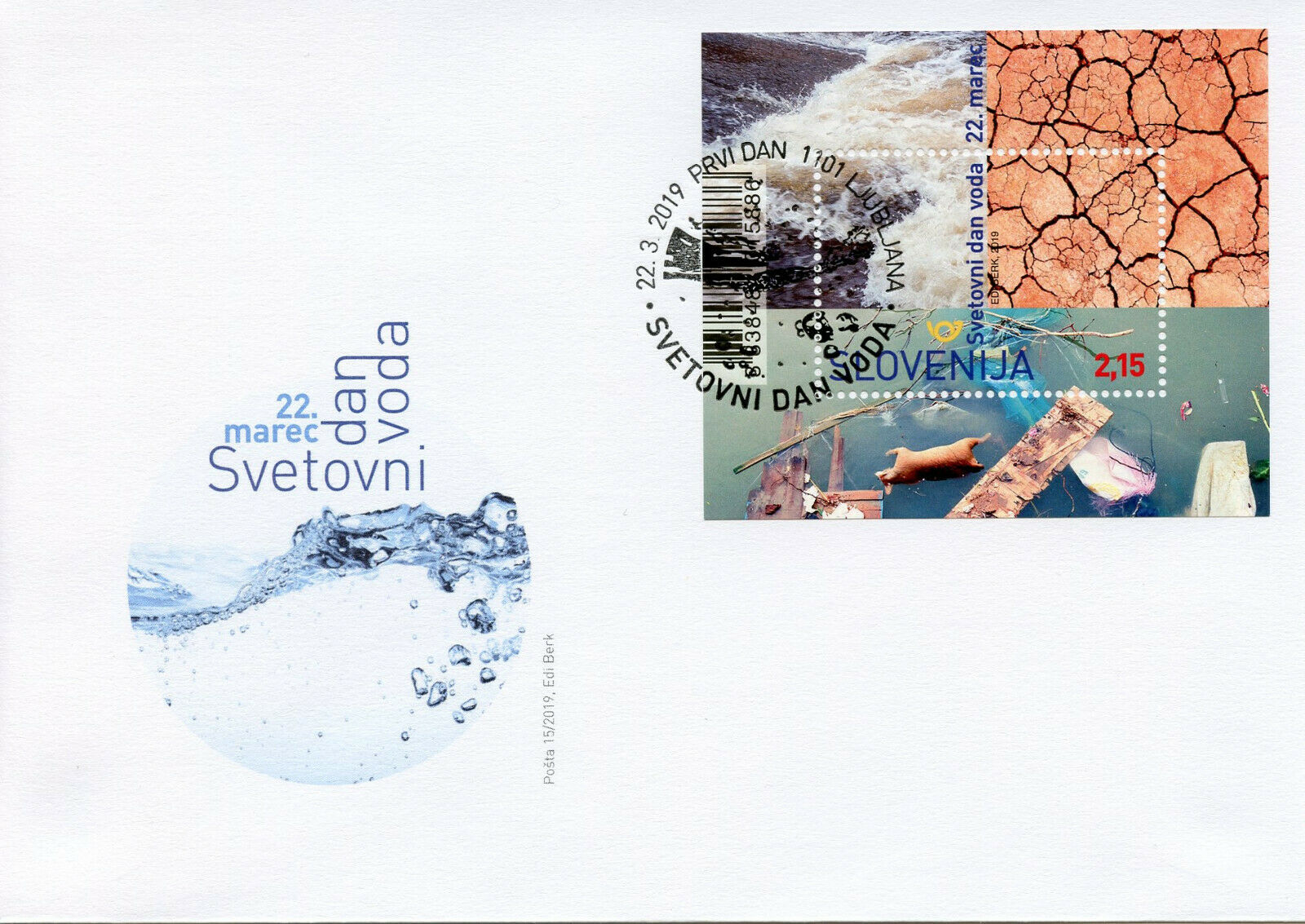 Slovenia 2019 FDC World Water Day 1v M/S Cover Science Stamps
