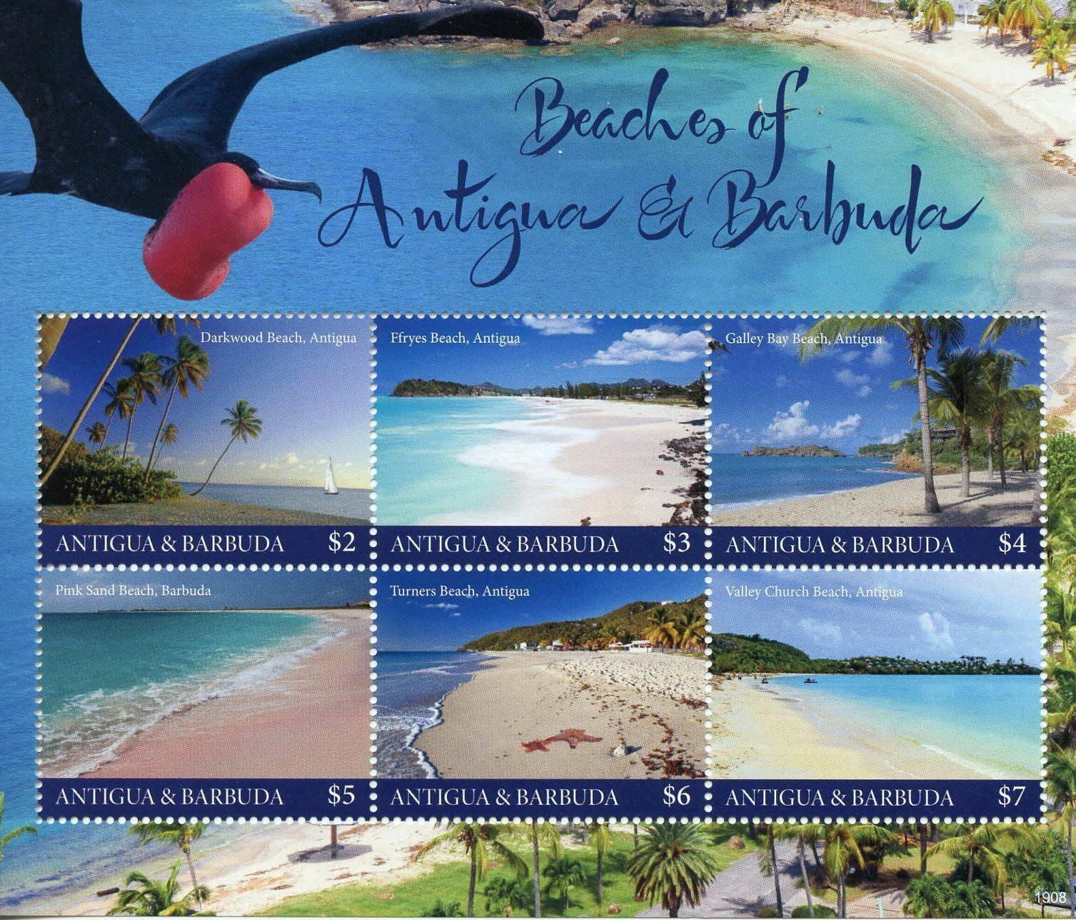 Antigua & Barbuda 2019 MNH Landscapes Stamps Beaches Birds Palm Trees Tourism 6v M/S