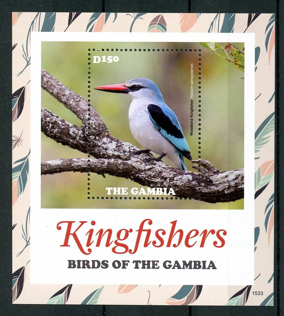 Gambia 2015 MNH Birds on Stamps Kingfishers Woodland Kingfisher 1v S/S