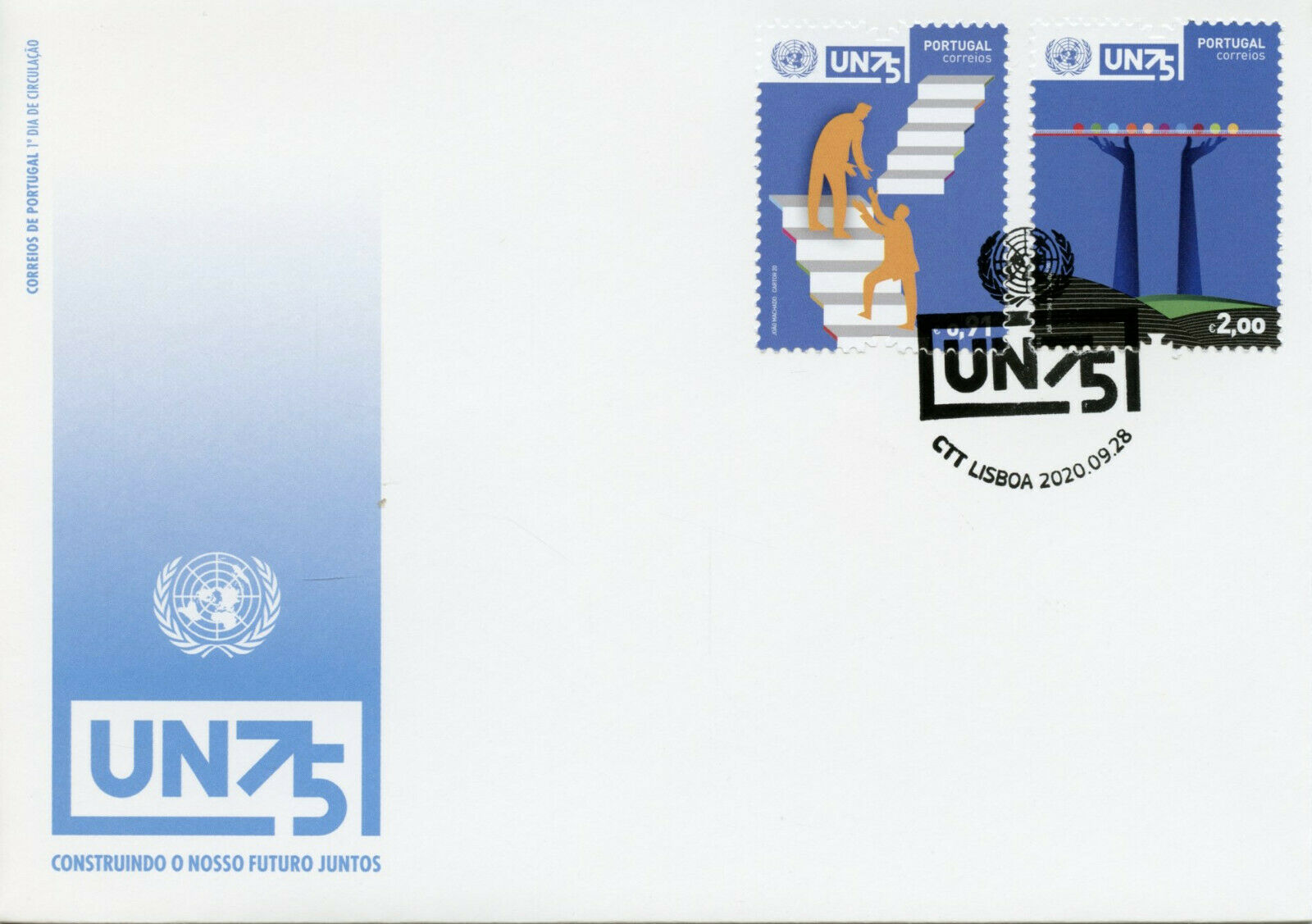 Portugal UN Stamps 2020 FDC United Nations 75 Years UN75 2v Set