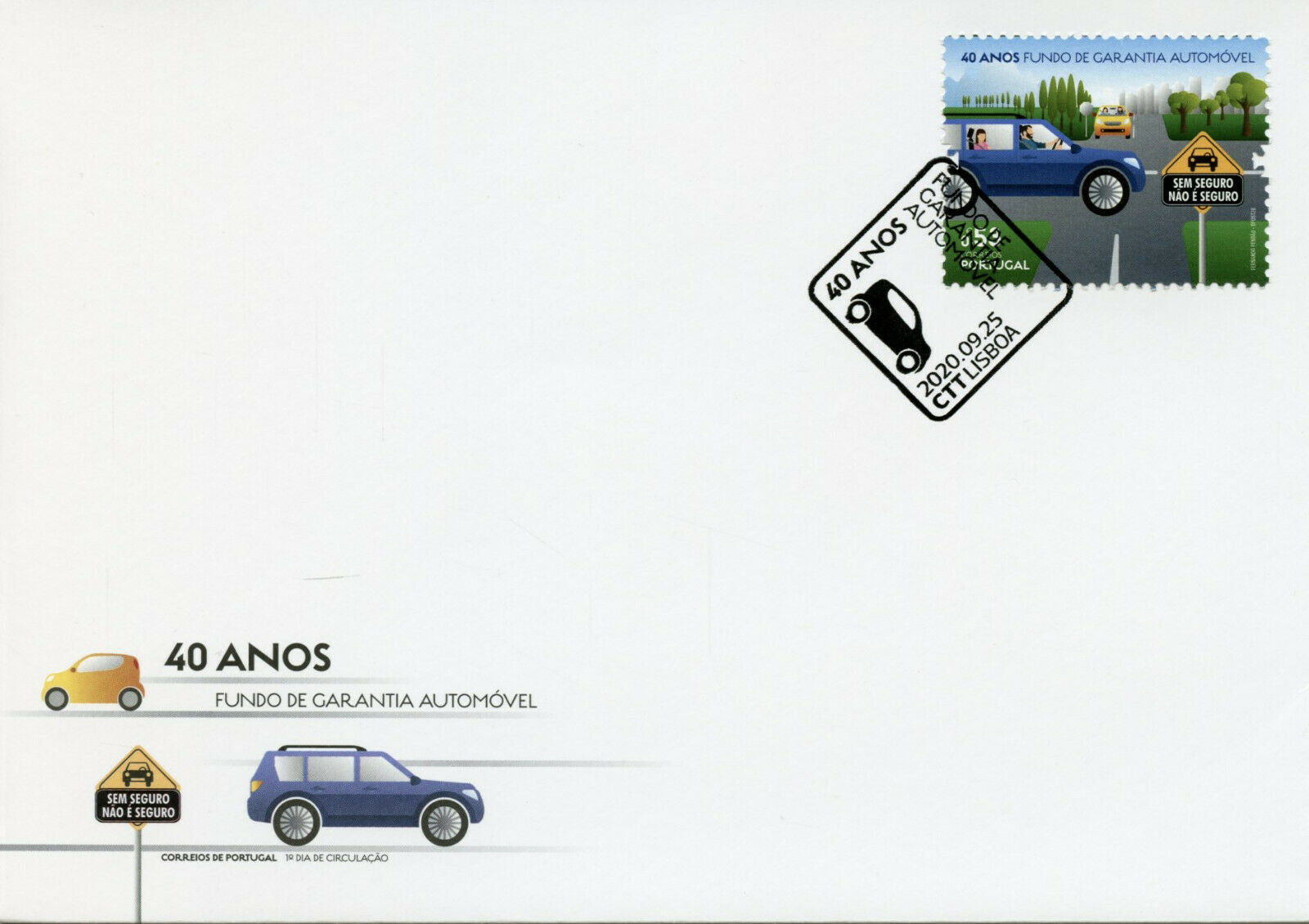 Portugal Cars Stamps 2020 FDC Motor Guarantee Fund 40 Years Motoring 1v Set