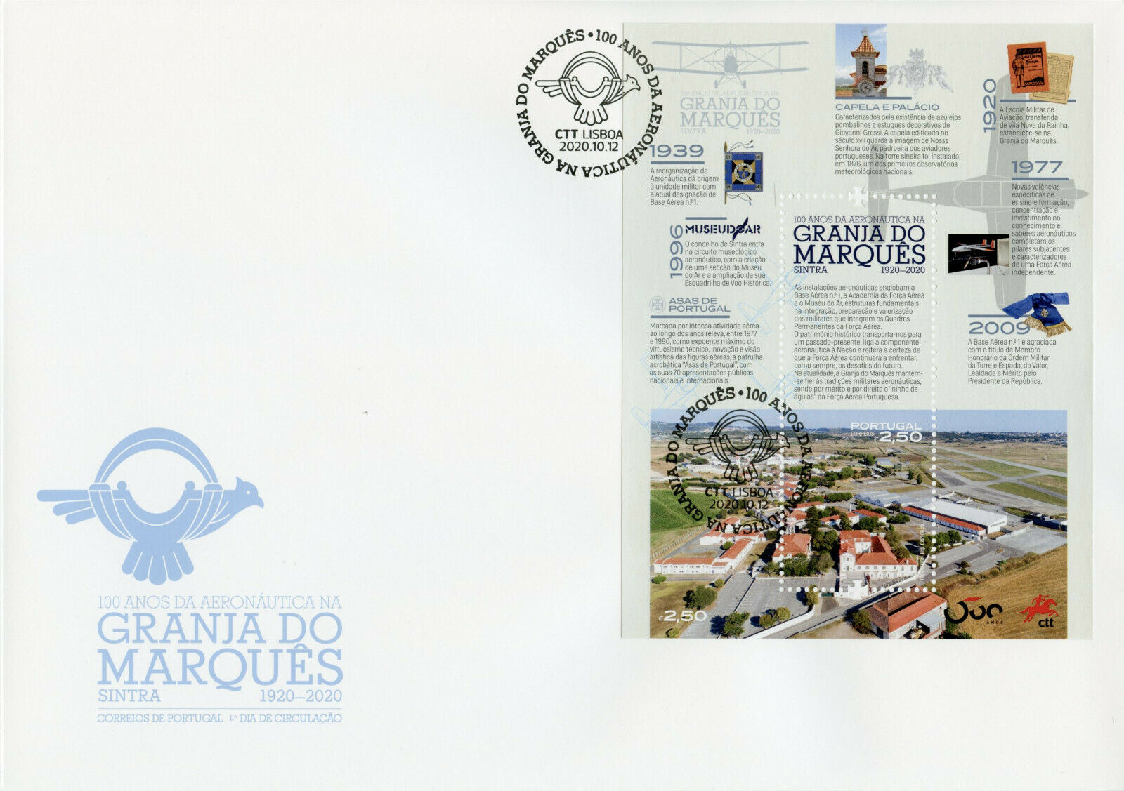 Portugal Aviation Stamps 2020 FDC Granjo do Marques 100 Years Aeronautics 1v M/S