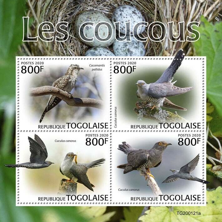 Togo 2020 MNH Birds on Stamps Cuckoos Cuckoo Bird 4v M/S