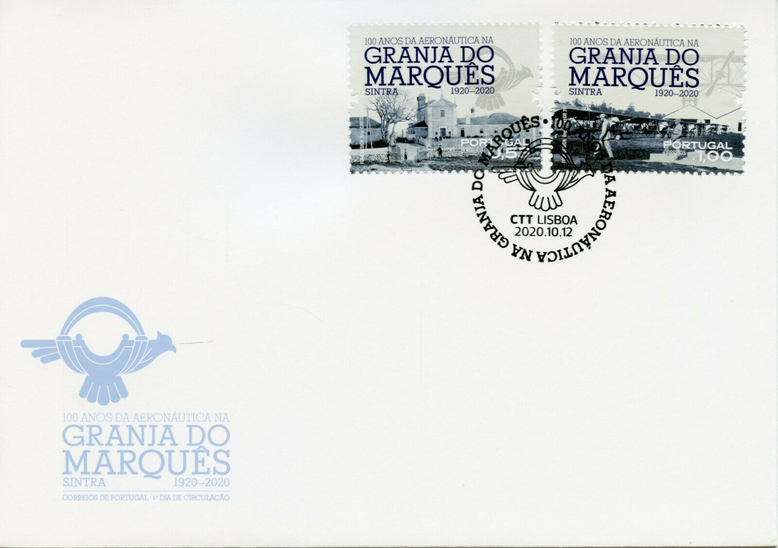 Portugal Aviation Stamps 2020 FDC Granjo do Marques 100 Years Aeronautics 2v Set