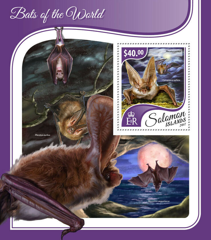 Solomon Islands Wild Animals Stamps 2017 MNH Bat Bats of World Fauna 1v S/S