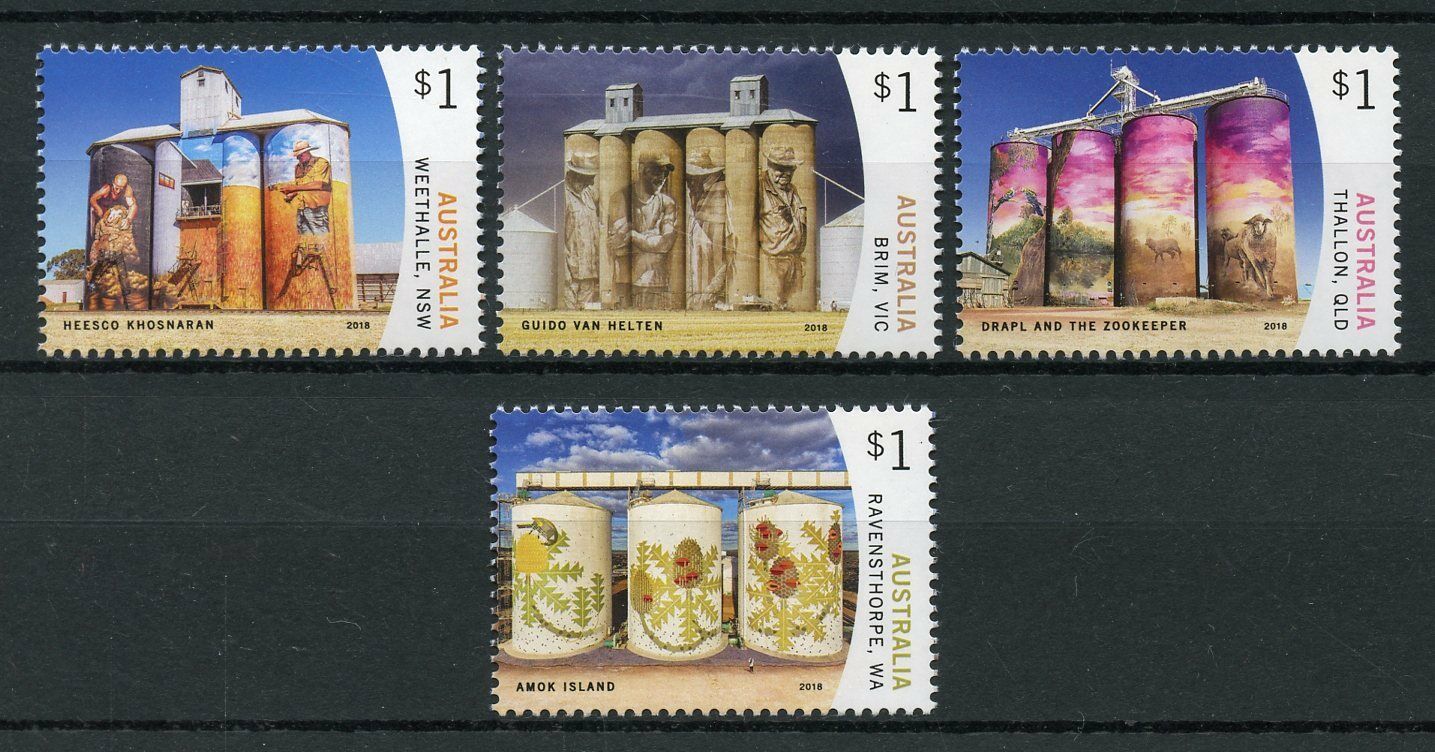 Australia 2018 MNH Silo Art Drapl & Zookeeper Heesco Khosnaran 4v Set Stamps