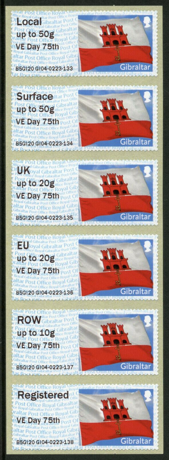 Gibraltar Military Stamps 2020 MNH WWII WW2 VE Day Post & Go GI04 6v Strip