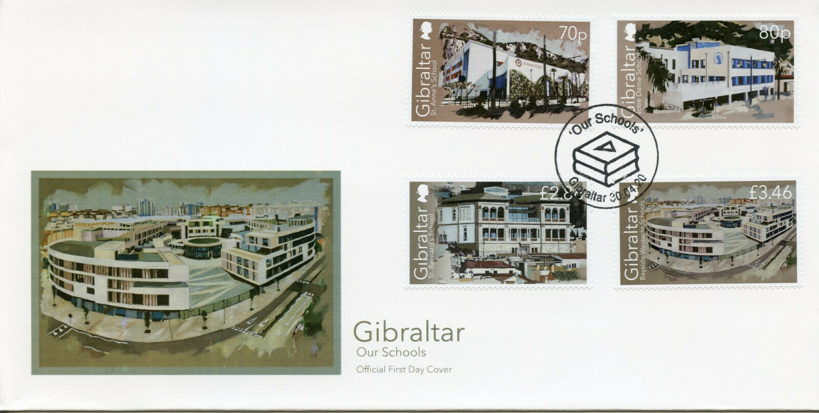 Gibraltar Architecture Stamps 2020 FDC Our Schools Education Buildings 4v Set